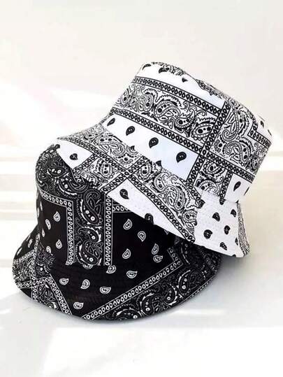 复古佩斯利花朵印花渔夫帽，欧美风休闲防晒渔夫帽，男士保暖街头时尚帽子，秋冬男士遮阳帽夏季帽子，适合徒步、钓鱼等夏季户外活动