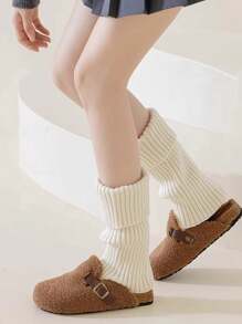 1 Cặp quần tất giữ ấm chân mùa thu/đông cho nữ, kiểu dáng thời trang màu trơn, thoải mái và ấm áp khi mặc hàng ngày - Tất giữ ấm chân sọc - Xem 3
