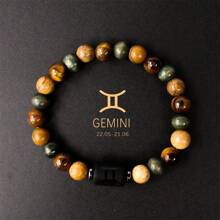 1 pièce Bracelet pour homme, perles en pierre d'œil de tigre, bangle, idées de cadeaux pour la sœur, cadeaux pour le frère, signes du zodiaque : Bélier Taureau Gémeaux Cancer Lion Vierge Balance Scorpion Sagittaire Capricorne Verseau Poissons