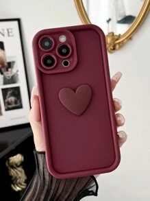 1 件可爱时尚 3D 心形纯色防震手机壳适用于 Apple iPhone 系列 TPU 防震糖果哑光 TPU 后壳