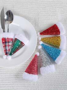 Bộ 6 món dao nĩa lấp lánh Giáng sinh sáng tạo, mũ Giáng sinh mini, dao nĩa trang trí để bàn, đạo cụ trang trí Giáng sinh, quà tặng tốt nhất, trang trí sinh nhật, trang trí nhà, trang trí Giáng sinh, trang trí phòng, mùa đông - Nhiều màu - Xem 7