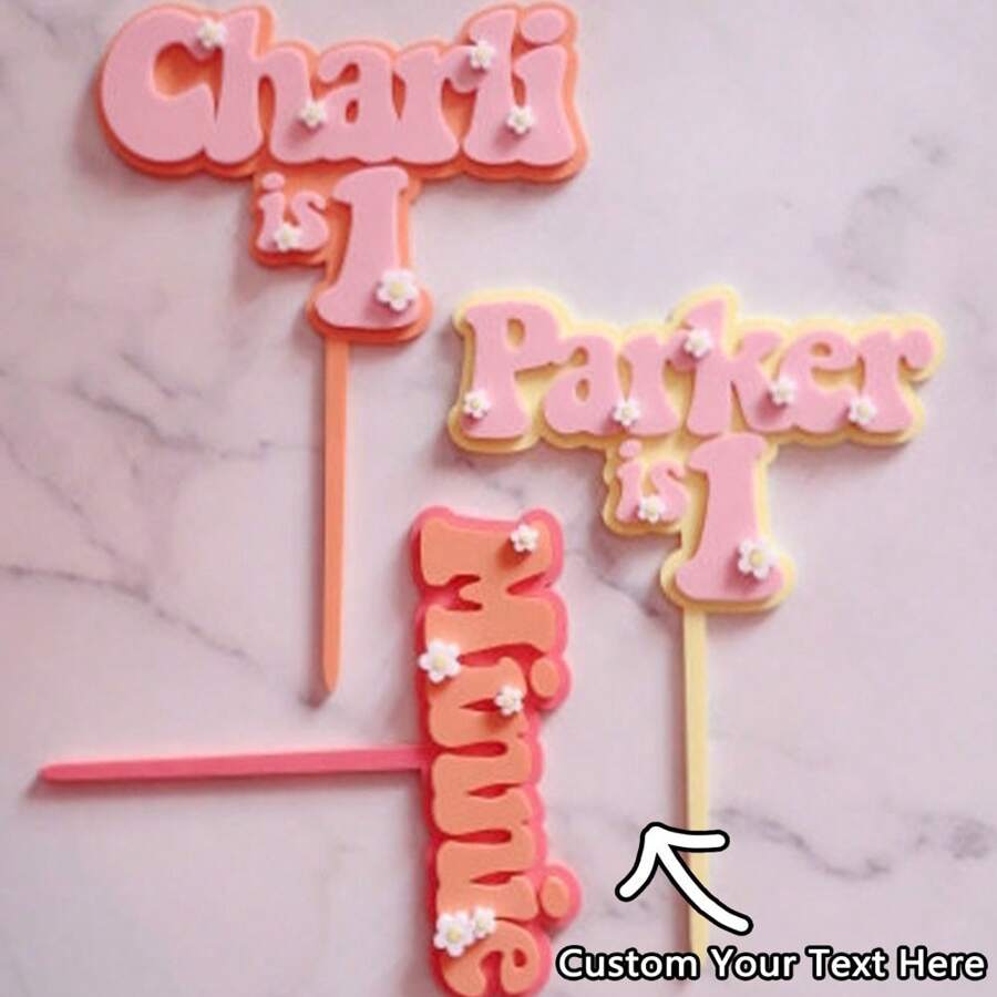 定制生日蛋糕装饰横幅，生日快乐蛋糕装饰，定制亚克力，适合任何场合，生日周年庆典，家人和朋友聚会，个性化 - 多色 - 查看 1