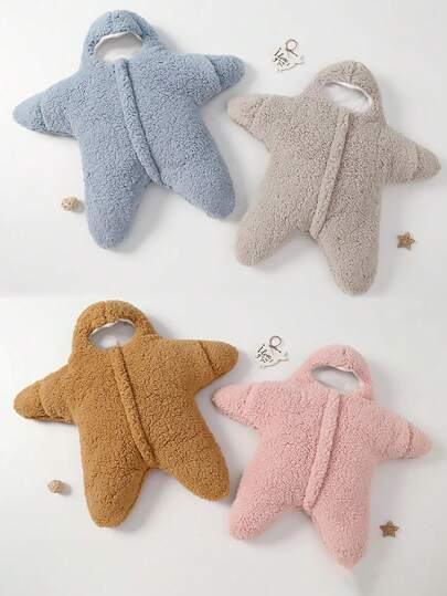 1 件男女通用婴儿海星毯襁褓，秋季/
