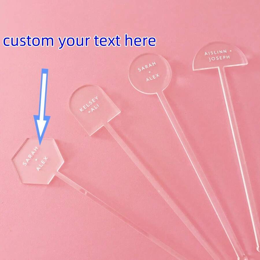 Palitos de agitación de boda de acrílico personalizados, agitadores de bebida personalizados, mezcladores de cócteles, agitadores de bebida personalizados - multicolor - Ver 1