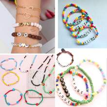 500 pièces/1000 pièces Perles à lettres noires rondes blanches en acrylique, perles lâches mixtes A-Z, pour bracelets DIY, colliers, porte-clés, fournitures d'artisanat de bijouterie