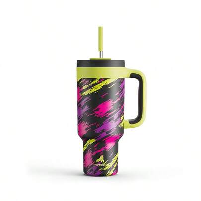 Bình nước giữ nhiệt chân không 40oz có nắp và ống hút, cốc du lịch cách nhiệt bằng thép không gỉ, giữ lạnh đến 34 giờ hoặc giữ nóng đến 10 giờ, tiện lợi mang theo khi cắm trại ngoài trời (làm nóng nhanh).