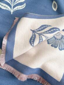 1pc Floral Jacquard Pattern Faux Cashmere Warm Scarf/Wrap For Women, Fashionable & Versatile For Autumn/Winter, Suitable As Decoration