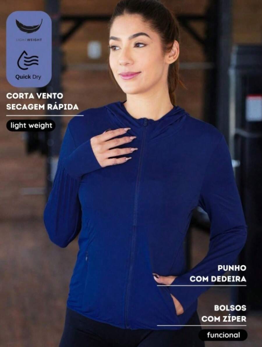 Women's Fitness Jacket: Style, Function And Comfort In One Look - 藏蓝色 - 查看 1