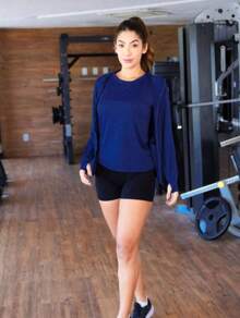 Women's Fitness Jacket: Style, Function And Comfort In One Look - 藏蓝色 - 查看 4