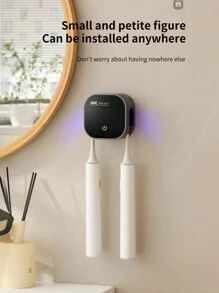 1pc Smart Automatic UV Toothbrush Sterilizer, Wall Mounted Toothbrush Holder With Automatic Sterilization, 2 Slots USB Charging Bathroom Toothbrush Sanitizer With Hot Air Drying Function, Toothbrush Sanitizing Cleaner For Family Use, Free Punching, Bathroom Accessoriesbathroom Decor Fall Decor Back To School - Multicolor - View 9