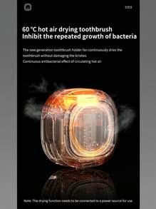 1pc Smart Automatic UV Toothbrush Sterilizer, Wall Mounted Toothbrush Holder With Automatic Sterilization, 2 Slots USB Charging Bathroom Toothbrush Sanitizer With Hot Air Drying Function, Toothbrush Sanitizing Cleaner For Family Use, Free Punching, Bathroom Accessoriesbathroom Decor Fall Decor Back To School - Multicolor - View 7