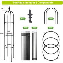 Metal Pergola Arbor, Outdoor Flower Garden Arch Trellis, Durable Steel Garden Arbor For Climbing Plants, Wedding Decoration, 7'8" H X 4'5" W - 花園格-B - 查看 3