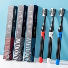 1/3 牙刷 3 种颜色，成人中号刷毛牙刷，防滑刷柄，防尘牙刷套 - 彩色 - 查看 15