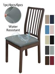 1 pieza/4 piezas/6 piezas Fundas elásticas y lavables para sillas de terciopelo en unicolor, sencilla pero elegante, suave y cómoda, resistente al polvo para el comedor/sala de estar