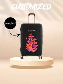 1 Piece, Custom Trolley Case Cover, Unique, Lightweight, Travel, Luggage Dustproof, Elastic, Print, Picture, Thickened, One Piece Custom, Large Capacity, Lightweight, Cute, Fashionable, Personalized, Travel, Travel Essentials, Travel Essentials, Solid Color, Large, Medium, Small, Business Trip - Black - View 1