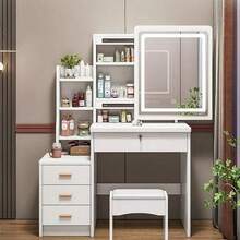 Tocador Multifuncional Moderno Con Espejo Led Con 4 Cajones - Negro - Ver 2