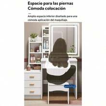 Tocador Multifuncional Moderno Con Espejo Led Con 4 Cajones - Negro - Ver 4
