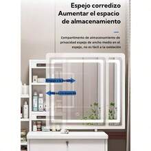 Tocador Multifuncional Moderno Con Espejo Led Con 4 Cajones - Negro - Ver 6