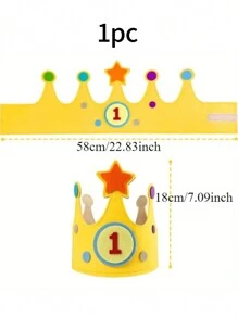 1 set Sombrero de corona de número de fieltro para cumpleaños, gorra ajustable con diseño floral, estilo de dibujos animados, partes de color aleatorio, regalo para baby shower, Pascua, para niñas/niños