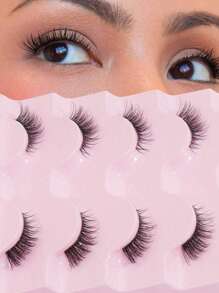 10对自然半眼假睫毛 自然条状自然3D蓬松假睫毛迷你可爱超短半睫毛 欧美风格延长假睫毛 细而透明茎 延长末端 自然卷曲 可重复使用 非常适合小眼睛的女生 适合约会聚会等场合 假睫毛 自然增大双睫毛 防水防汗假睫毛 - 黑色 - 查看 1