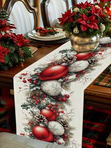 1pc, Merry Christmas Table Runner, Polyester, Machine-Woven, Buffalo Plaid Pattern, Festive Holiday Table Cover, Home & Kitchen Decor, Party Tablecloth, Gift Idea - Multicolor - View 2