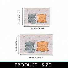 1 件舒适仿羊毛猫图案防滑地毯 - 非常适合浴室、厨房和入口 | 可机洗、吸水、防污 | 理想的家居装饰礼物 - 彩色 - 查看 2