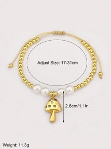 1 件情人节白珍珠 18k 镀金铜串珠手链，女士奢华珠宝，约会礼物 - 金色 - 查看 13