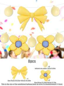8 quả bóng bay tráng bạc hình bướm và hoa cúc, màu hồng/xanh/vàng/kaki/trắng bằng cao su, dùng cho trang trí tiệc cưới, tiệc sinh nhật - Nhiều màu - Xem 10