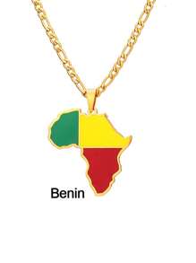 GuoShuang 1 件嘻哈非洲地图吊坠项链不锈钢阿尔及利亚摩洛哥埃及突尼斯 Libay 珠宝 - 金色 - 查看 14
