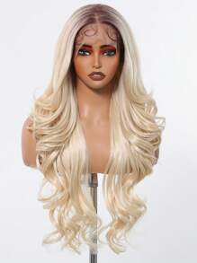 13x6 HD Glueless Lace Front Wigs Ombre Blonde Long Body Wave Synthetic Lace Wig For Women,Wear And Go Wig Wig With Pre Plucked Natrural Hairline And Baby Hair 26 Inch - Tóc vàng ombre - Xem 3
