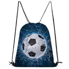 3D 打印足球主题捆绑口袋、彩色抽绳背包、运动健身训练储物袋 - 足球 - 查看 8