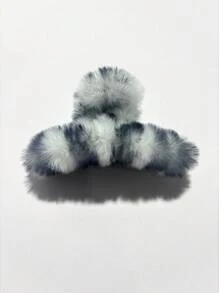 1 件秋冬时尚仿兔毛柔软蓬松豹纹毛绒大号发爪夹女士毛绒发饰适合浓密头发 - 彩色 - 查看 14