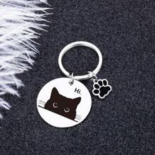 1件猫咪爱好者礼物 - 有趣的万圣节黑猫钥匙扣，适合猫爸、猫妈和其他猫咪爱好者，时尚别致，适合万圣节、圣诞节、生日、周年纪念日、新年礼物、汽车装饰、包包挂件，卡通可爱哥特风格，Y2K时尚 - 銀色 - 查看 3
