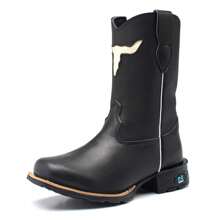 Country Cowboy Boots For Boys In Black Bull Leather Rodeo Made In Roça - màu đen - Xem 7