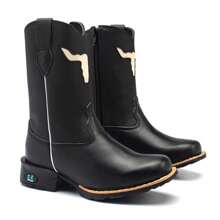 Country Cowboy Boots For Boys In Black Bull Leather Rodeo Made In Roça - màu đen - Xem 6