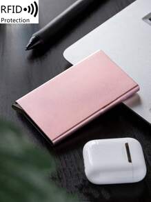 MIYIN Portefeuille anti-vol ultra-fin en alliage d'aluminium à la mode, unisexe, design minimaliste de couleur unie à ouverture automatique, avec poche pour espèces, fentes pour cartes métalliques, peut contenir des cartes, des pièces d'identité, léger et portable, convient aux hommes, pères, maris, couples, petits amis, cadeau idéal pour la Saint-Valentin, l'anniversaire, la Fête des Pères. Également disponible en porte-cartes anti-vol, porte-cartes de visite, porte-cartes de crédit, mini-portefeuille, portefeuille RFID. - Rose bonbon - Voir 9