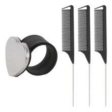 4把塑料发梳，适用于浓密/卷曲/稀疏/长/短发，男女通用，适合沙龙和家庭使用。磁性搭扣腕带，铁质吸盘发夹，缝纫用品，金属发夹造型工具梳，防静电发梳，美发造型工具，发饰