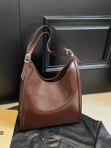 1 件复古大容量优雅多用途通勤腋下包女士 - 咖啡棕 - 查看 1