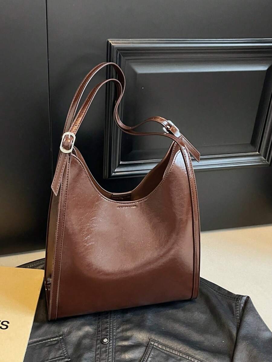 1 件复古大容量优雅多用途通勤腋下包女士 - 咖啡棕 - 查看 1