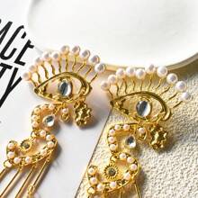 1對復古誇張大眼設計耳環,適合女性日常佩戴