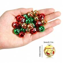 10/20 件圣诞珠亚克力混合圆形雪花红色、金色、绿色、隔珠适用于珠宝制作 DIY 吊坠手链圣诞装饰 - 聖誕節亞克力珠 - 查看 2