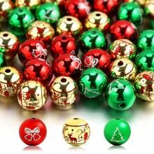 10/20 件圣诞珠亚克力混合圆形雪花红色、金色、绿色、隔珠适用于珠宝制作 DIY 吊坠手链圣诞装饰 - 聖誕節亞克力珠 - 查看 4