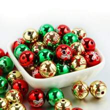 10/20 件圣诞珠亚克力混合圆形雪花红色、金色、绿色、隔珠适用于珠宝制作 DIY 吊坠手链圣诞装饰 - 聖誕節亞克力珠 - 查看 3
