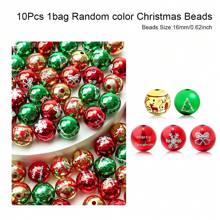10/20 件圣诞珠亚克力混合圆形雪花红色、金色、绿色、隔珠适用于珠宝制作 DIY 吊坠手链圣诞装饰 - 聖誕節亞克力珠 - 查看 6