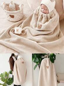 1 件儿童连帽斗篷、防风毯、婴儿推车罩斗篷、婴儿背带外套，适合秋冬季 - 卡其色 - 查看 4