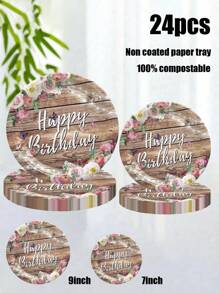 Bộ 12/24 món, Đồ dùng dùng một lần, Khay giấy dùng một lần theo chủ đề vân gỗ, Khay giấy 7 inch, Khay giấy 9 inch, Khay đựng thức ăn, Khay tiệc, Chất liệu, Thích hợp cho nhiều lễ hội khác nhau như đám cưới, tiệc độc thân, tiệc chiêu đãi, tiệc tùng, dã ngoại, cắm trại, tiệc nướng, v.v. - Nhiều màu - Xem 7