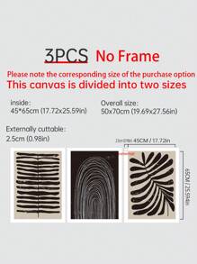 3 件装北欧简约各种几何形状、现代艺术图案、帆布材质、适用于家庭客厅装饰画艺术墙无框画、西式家居装饰、房间海报、极简主义墙面装饰、房间装饰美学、房间装饰用品 - 彩色 - 查看 15