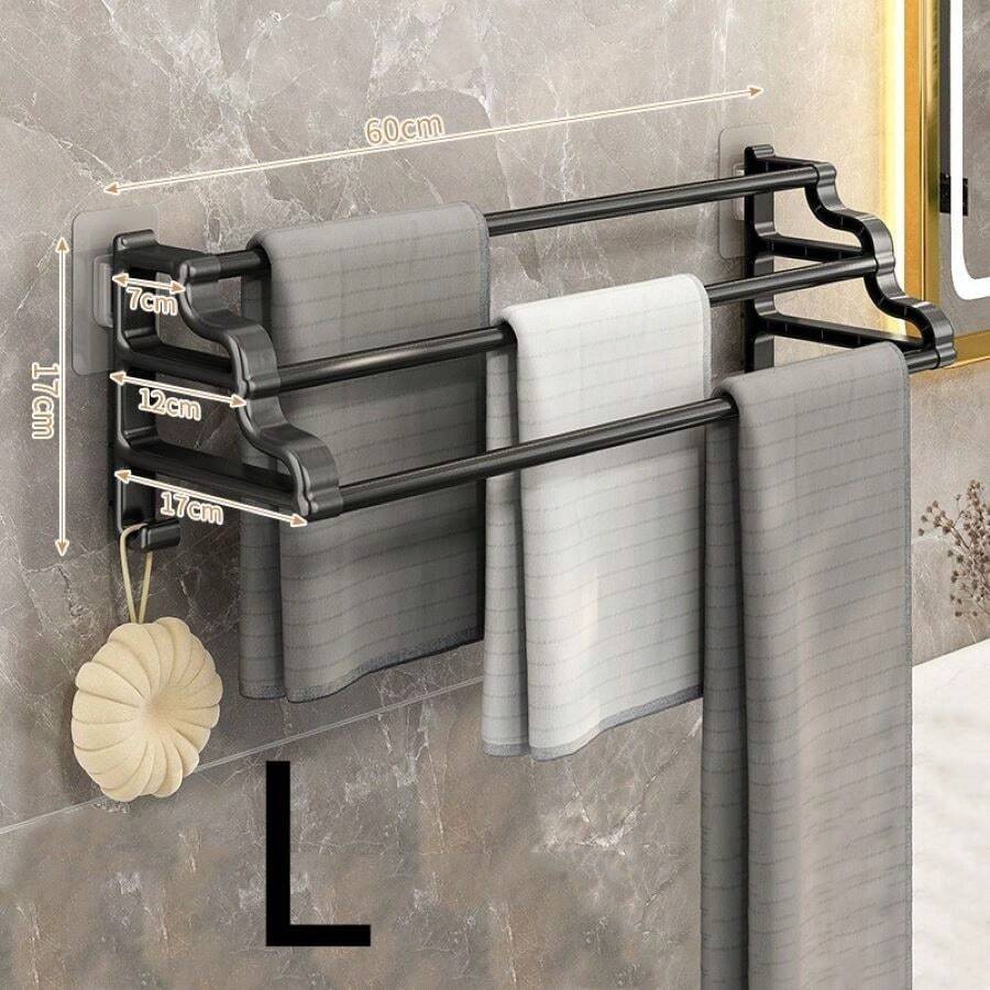 NoNail SelfAdhesive Storage Hanger Rack, WallMounted For Bathroom