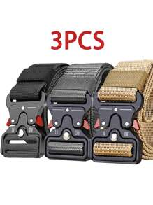 3/2/1pc New Men's Casual Nylon Belt Tactical Quick Release Buckle Outdoor Training Pants Belt Workwear Belt Summer, School