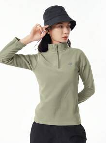 TECTOP 女士抓绒套头衫，长袖经典款四分之一拉链柔软轻便冬季毛衣，随机logo发货，滑雪服